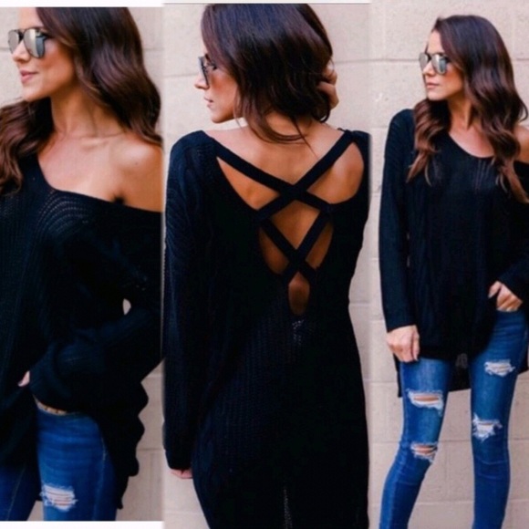 Last 1 New Cable Knit Cross Back Sweater M/L - Picture 2 of 8